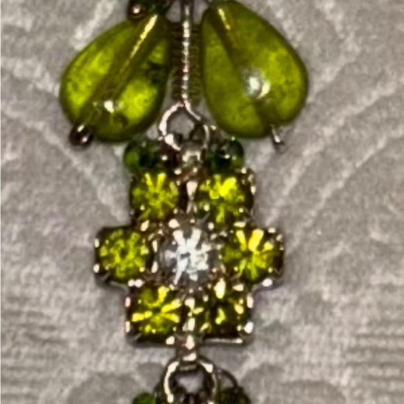 Emerald Rhinestone Drop Earrings - Picture 3 of 5